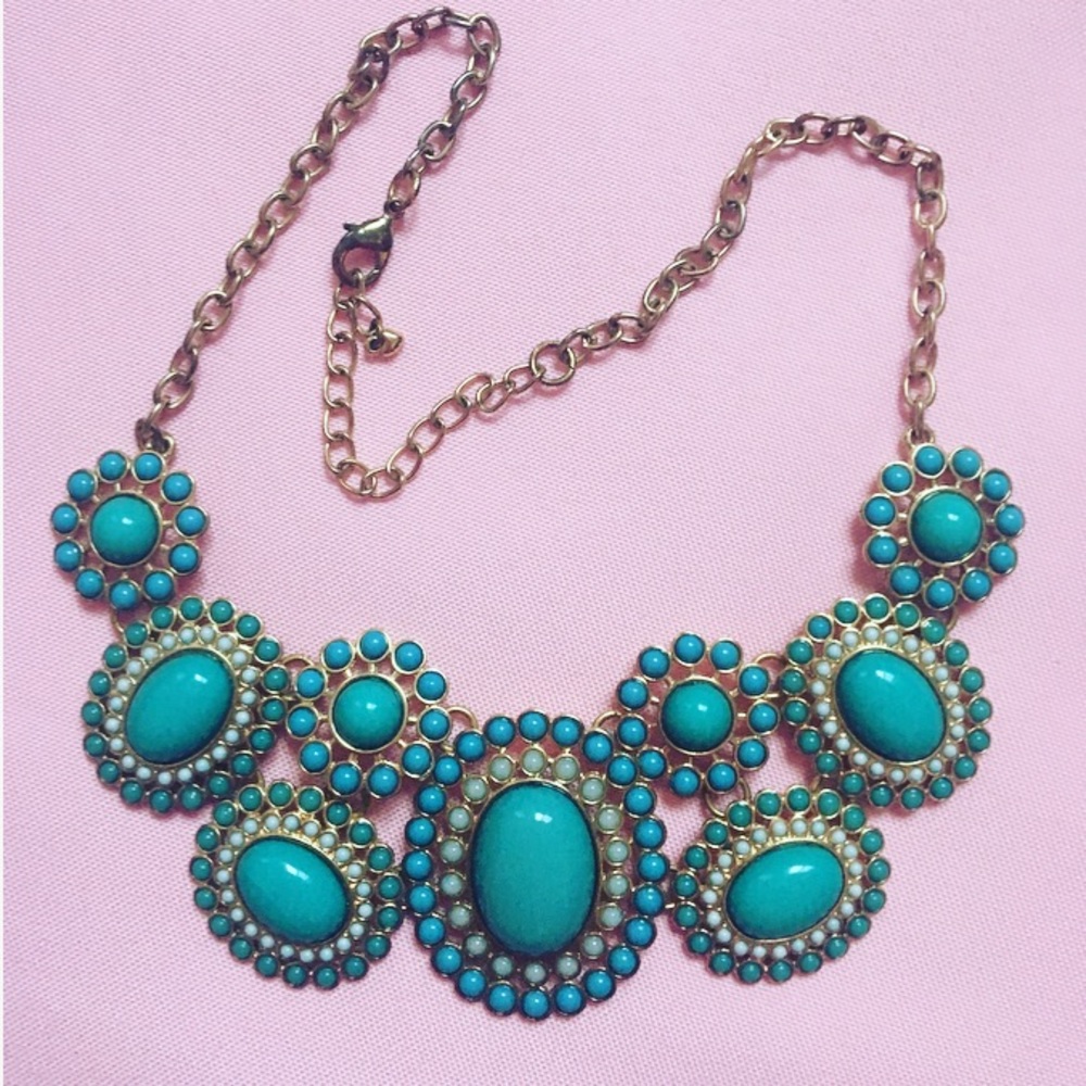Francesca 🎀 Blue & Gold Statement Necklace